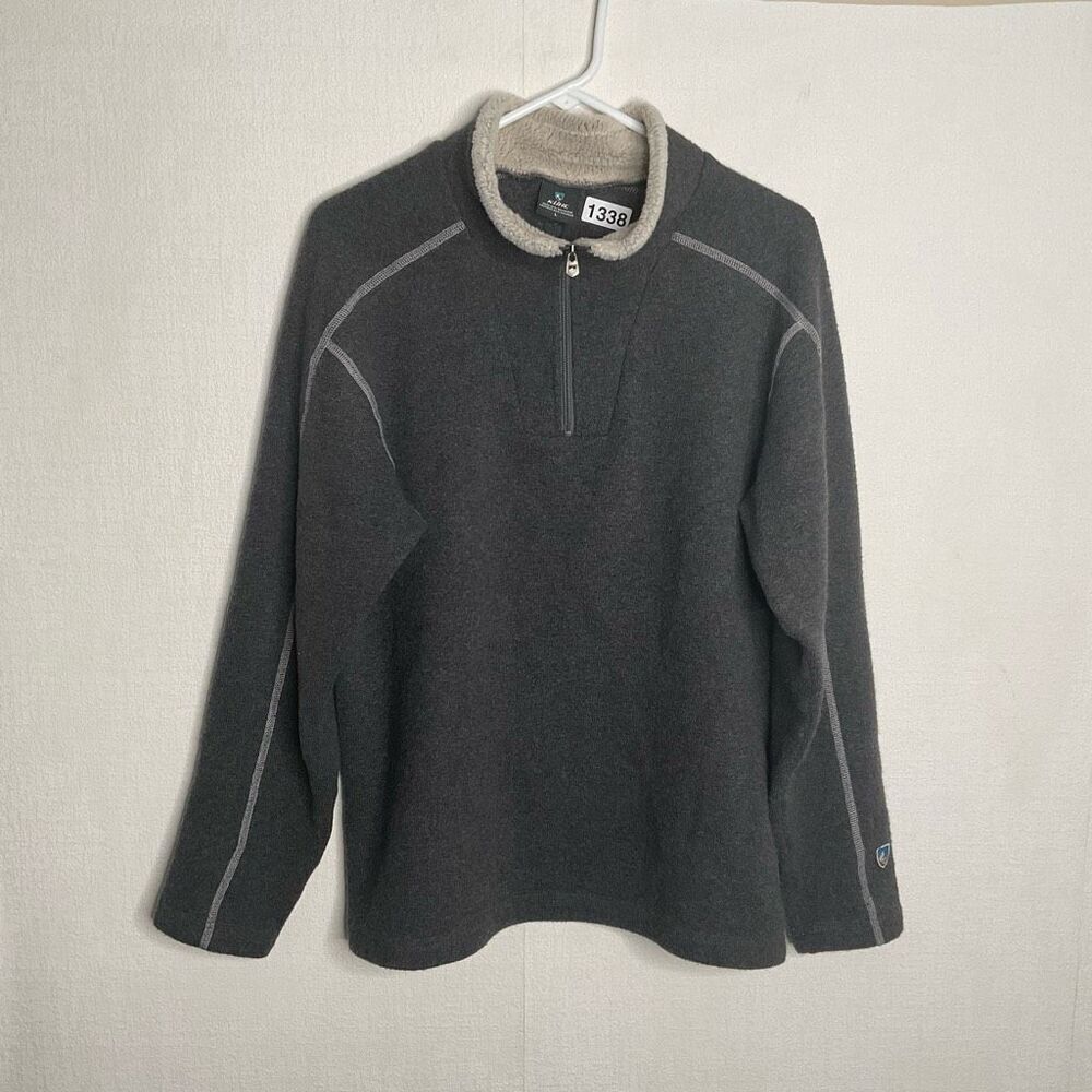 NWOT Kuhl Sweater Men’s Large‎ Alfpaca Fleece Gray Sherpa Lining 1/4Zip Pullover